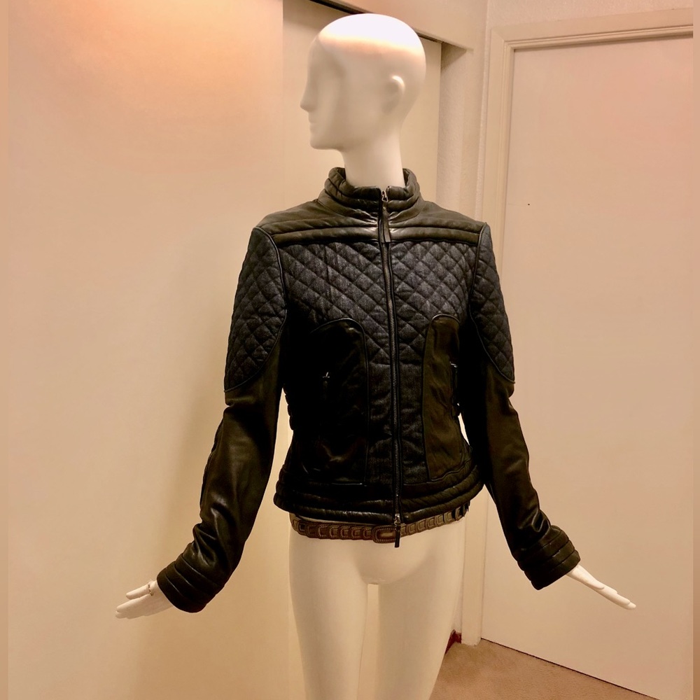 Diesel Leather Biker Moto Denim Jacket